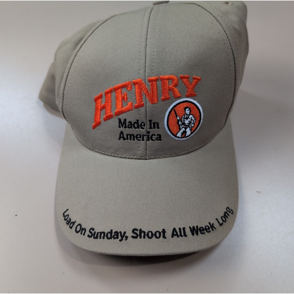 Henry Rifles Hat Baseball Cap Men's Adjustable Strap Khaki Made In America